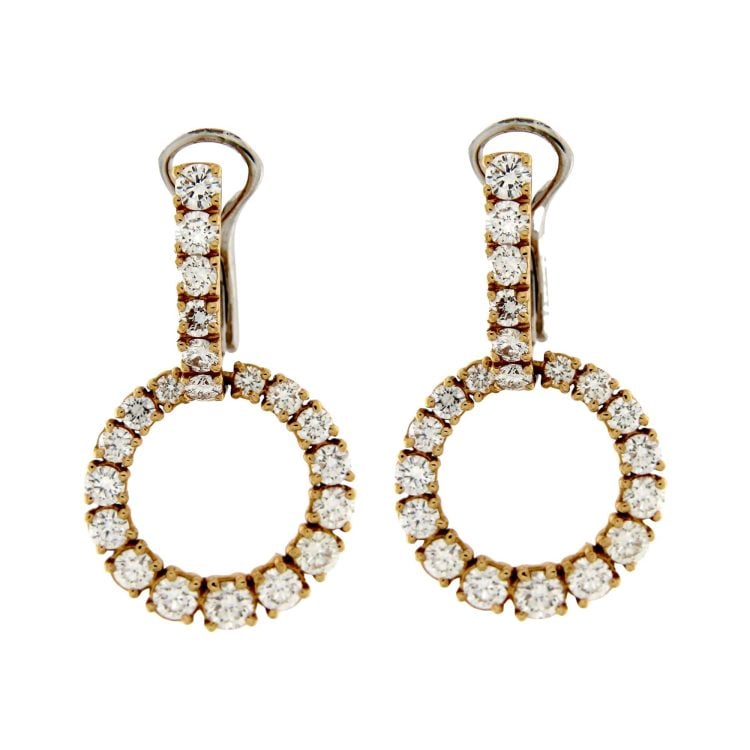 Rose gold jaw drop earrings with diamonds 2.10 CT