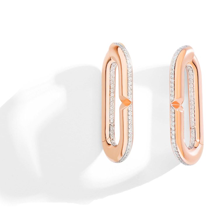 ORECCHINI MON JEU MAXI IN ORO ROSA E DIAMANTI 0,85 CT - immagine 2