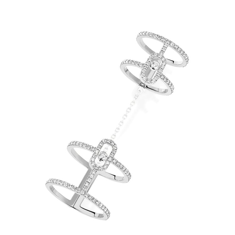 MOVE UNO DOPPIO ANELLO FALANGE IN ORO BIANCO CON DIAMANTI