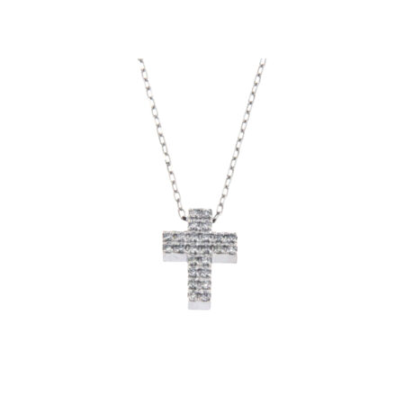 18K white gold necklace with cross brilliants 0.10 CT