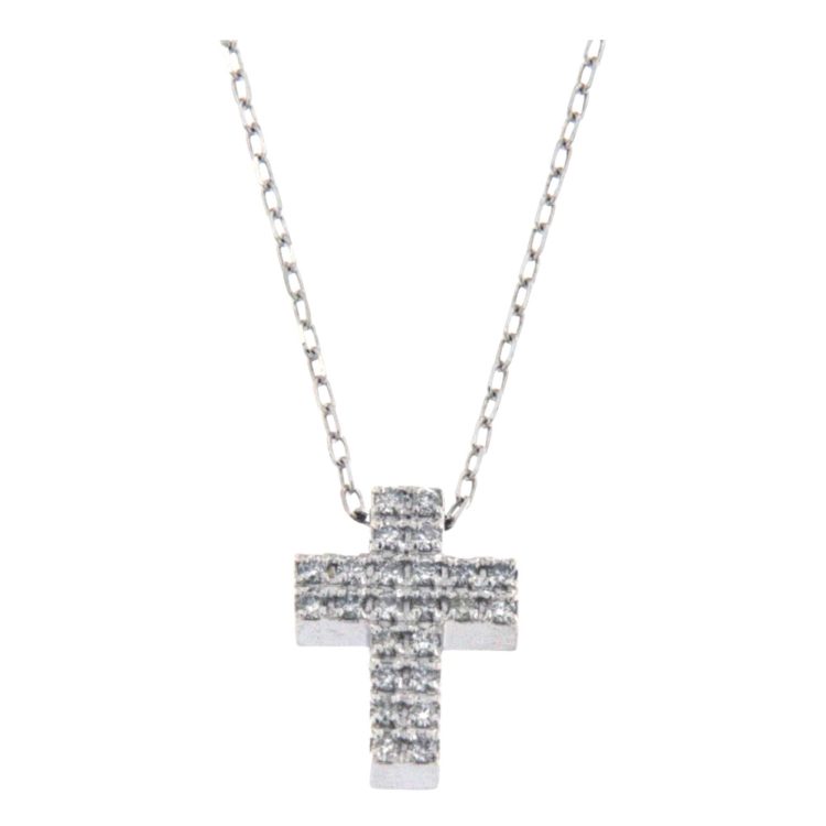 18K rose gold necklace with cross brilliants 0.10 CT