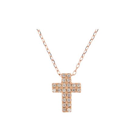 18k rose gold necklace with 0.10 ct cross brilliants