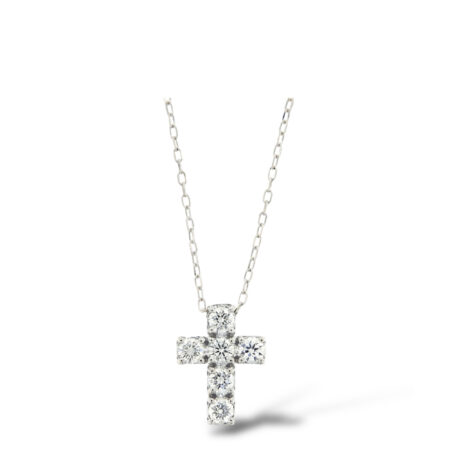 18K white gold necklace with cross brilliants 0.13 ct