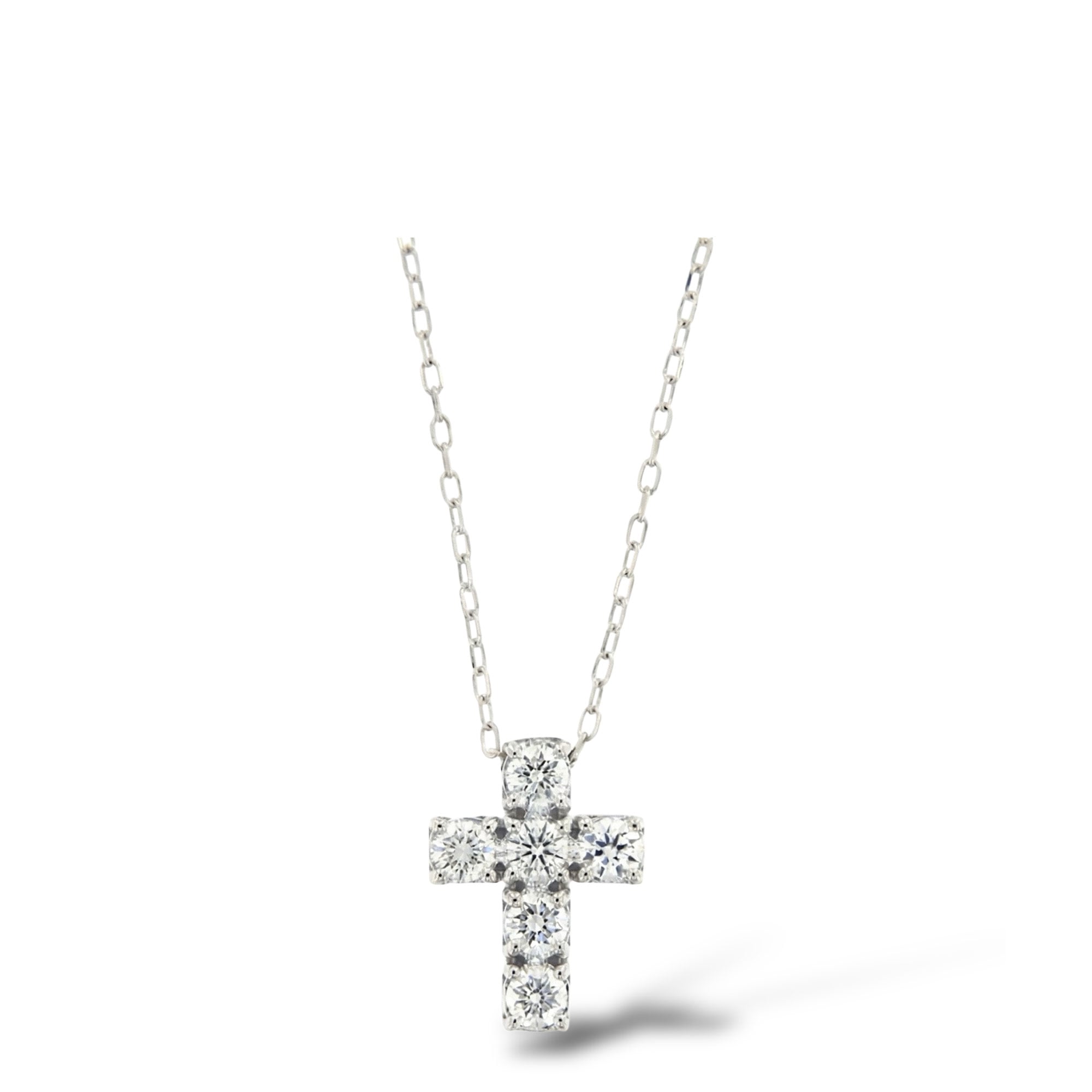 Collana oro bianco 18 ct con croce brillanti 0,13 ct