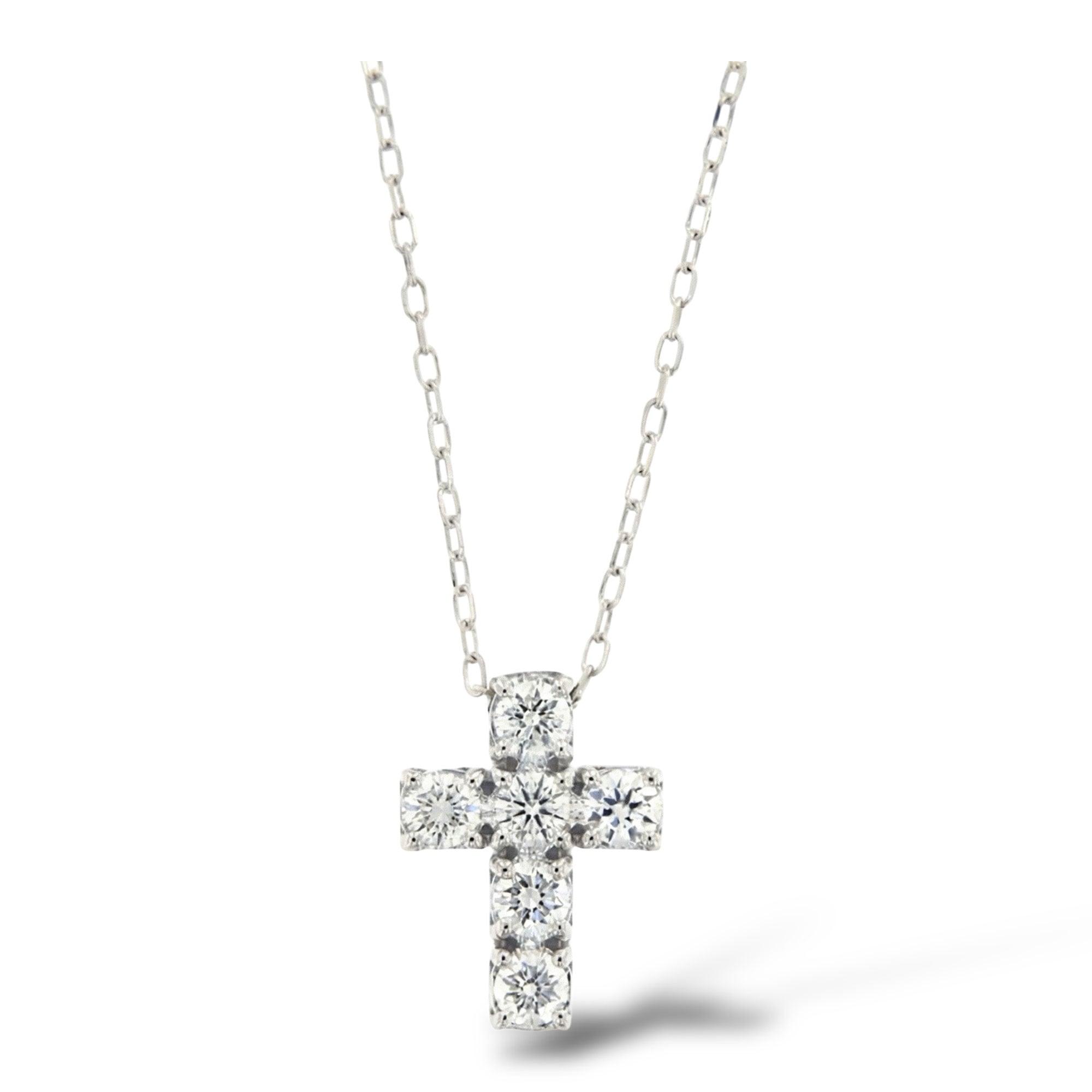 COLLANA ORO BIANCO 18 CT CON CROCE BRILLANTI 0,24 CT
