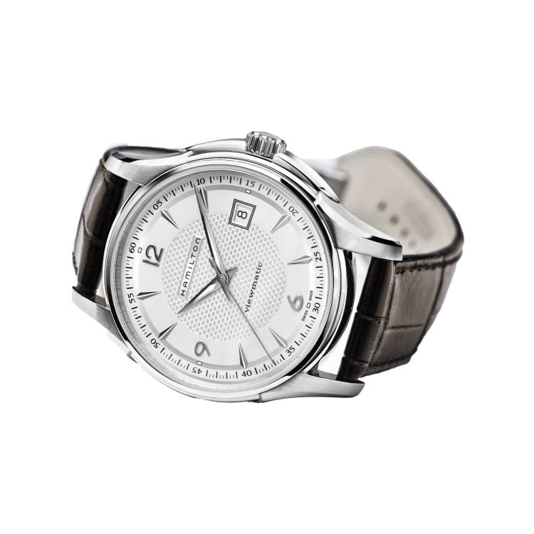 JAZZMASTER VIEWMATIC AUTO QUADRANTE ARGENTO CINTURINO IN PELLE 40 MM - immagine 2