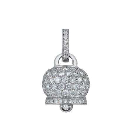 Ciondolo Campanella medio in oro bianco 18Kt e pavé di diamanti