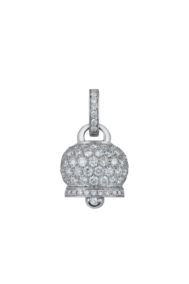 Ciondolo Campanella medio in oro bianco 18Kt e pavé di diamanti