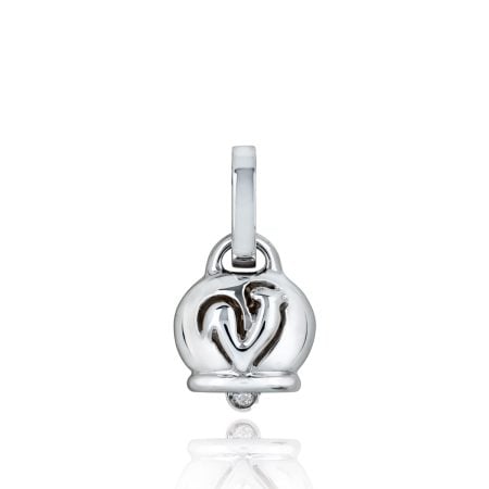 Ciondolo Campanella piccolo in oro bianco 18Kt e un diamante nel batacchio