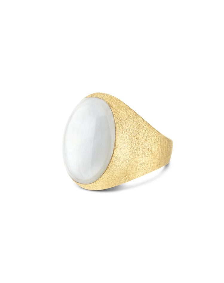 ANELLO MUSE GRANDE CHEVALIER DOLCEVITA IN ORO MADREPERLA E CRISTALLO DI ROCCA