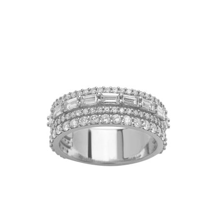 Anello in oro bianco con brillanti 0,83 ct e baguettes 0,76 ct