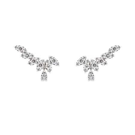 Orecchini Gaia in oro bianco a lobo con gocce di brillanti 1,02 ct