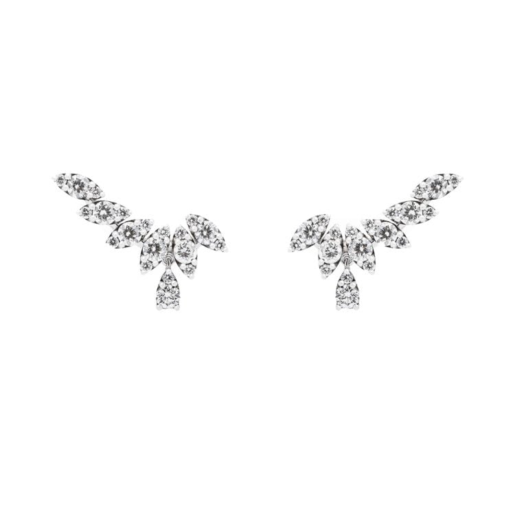 Orecchini Gaia in oro bianco a lobo con gocce di brillanti 1,02 ct