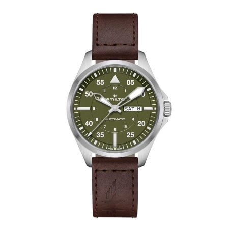 KHAKI AVIATION PILOT DAY DATE AUTO QUADRANTE VERDE