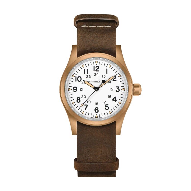 KHAKI FIELD MECHANICAL BRONZE 38 MM QUADRANTE BIANCO