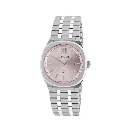 Gucci watch 25H 30 MM PINK DIAL AND STEEL CASE