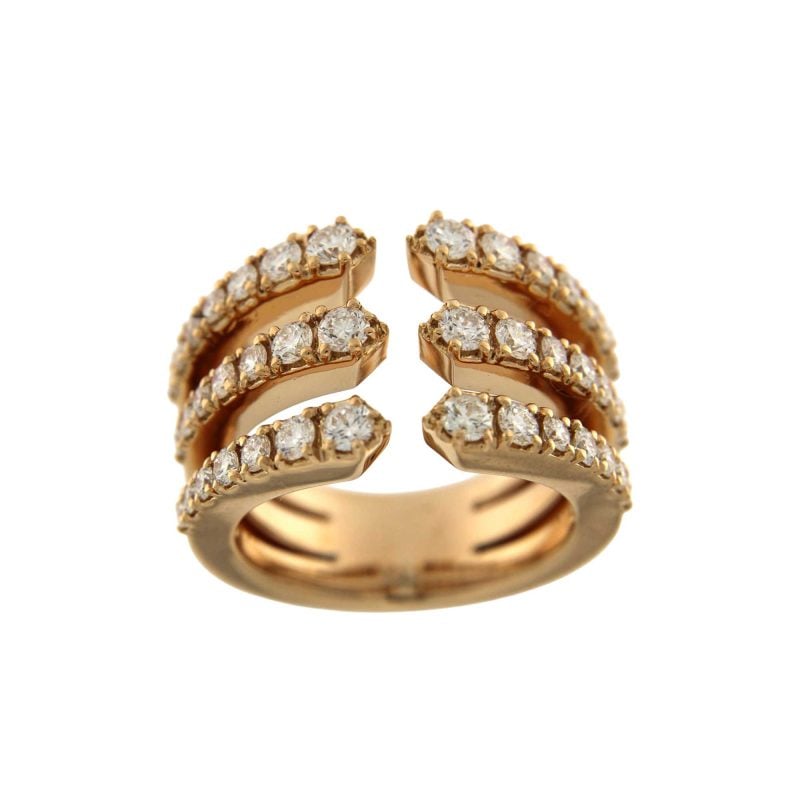Collezione Fecarotta_ Anello 3 fasce in oro rosa e brillanti