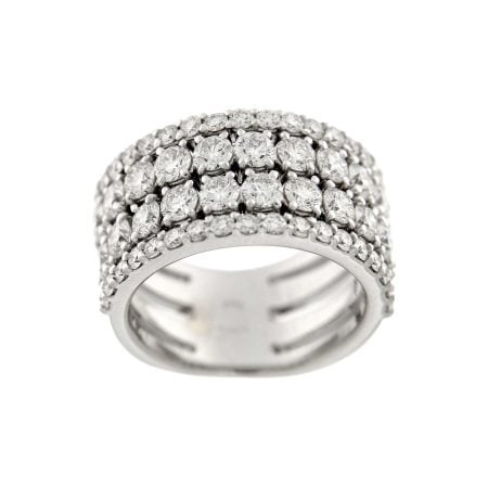 4-ROW CLAW RING IN WHITE GOLD AND BRILLIANTS 2.91 CT