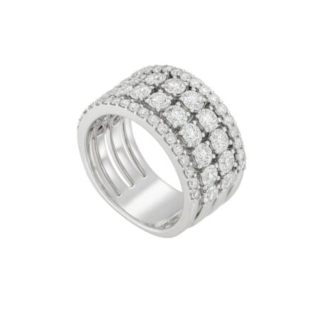 4-ROW CLAW RING IN WHITE GOLD AND BRILLIANTS 2.91 CT