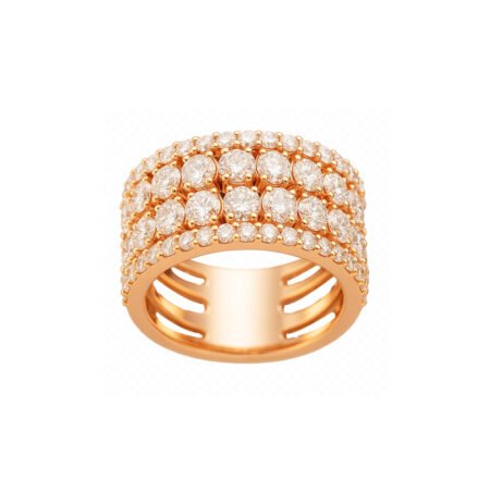 4-ROW ROSE GOLD AND DIAMOND RING 2.91 CT
