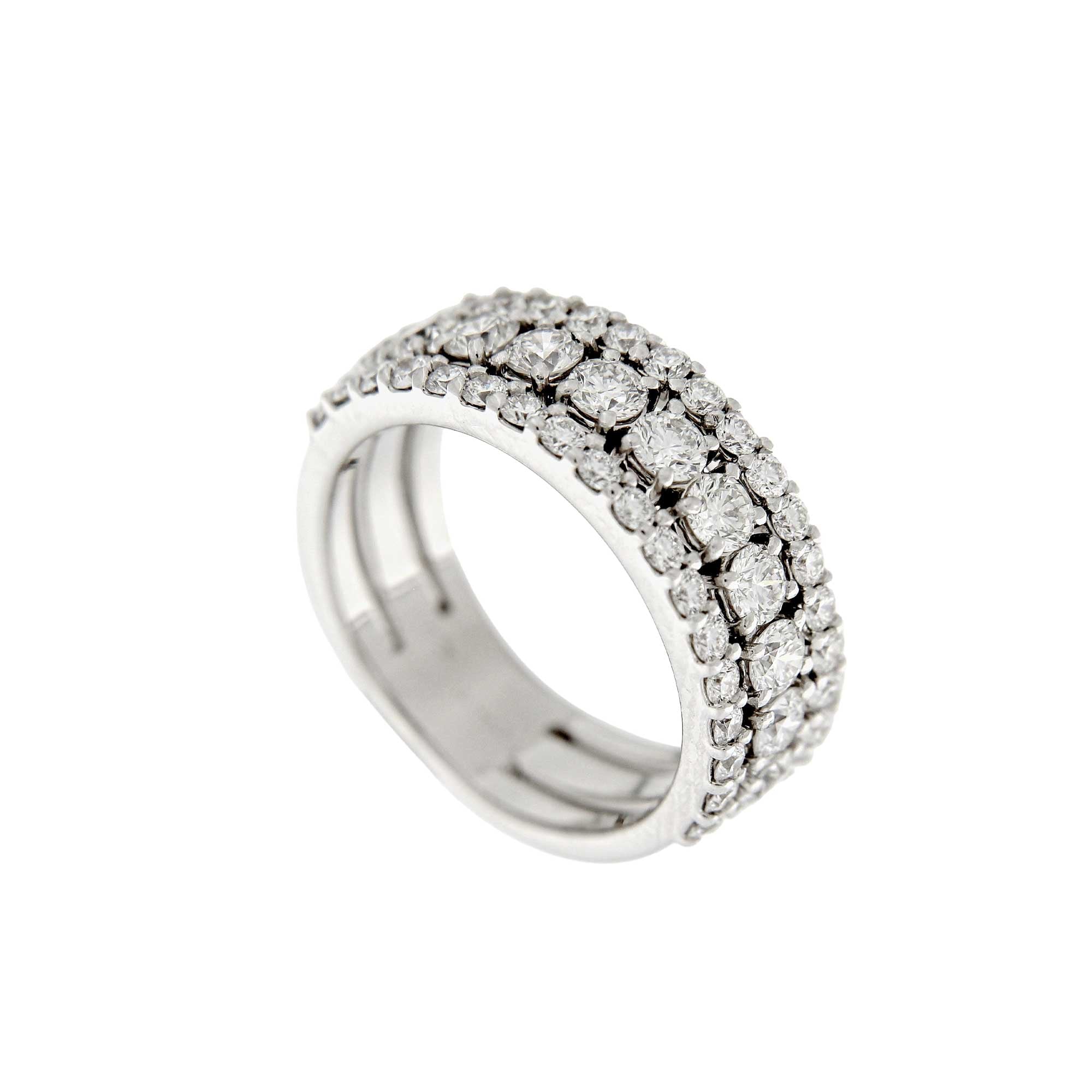 ANELLO GRIFFE 4 FILE IN ORO BIANCO 1 FILA CON BRILLANTI 2,91 CT - immagine 2