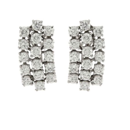 ORECCHINI GRIFFE 3 FILE IN ORO BIANCO CON BRILLANTI