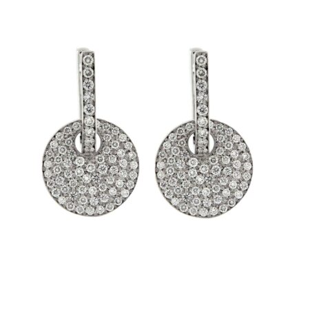 Medal-shaped Pavé earrings in white gold and diamonds