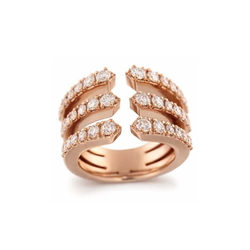 Stars anello 3 fasce in oro rosa e brillanti Fecarotta Gioielli 