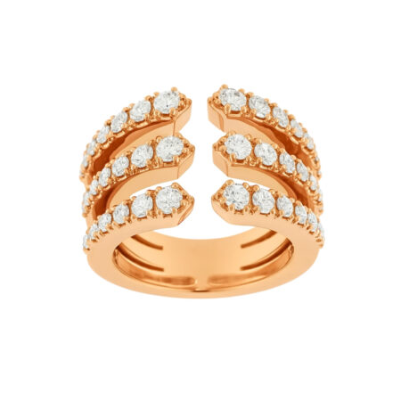 Stars ring with 3 bands in rose gold and diamonds