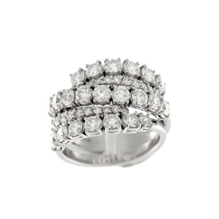 Stars ring with white gold and diamond intertwining design