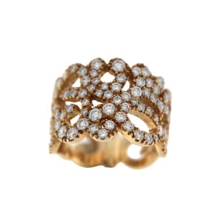 Anello barocco in oro rosa 18 ct con brillanti ct 1,83