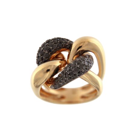 Anello grumette in oro rosa con diamanti neri 1,58 ct