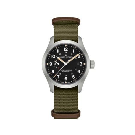 KHAKI FIELD MECHANICAL POWER RESERVE BLACK DIAL