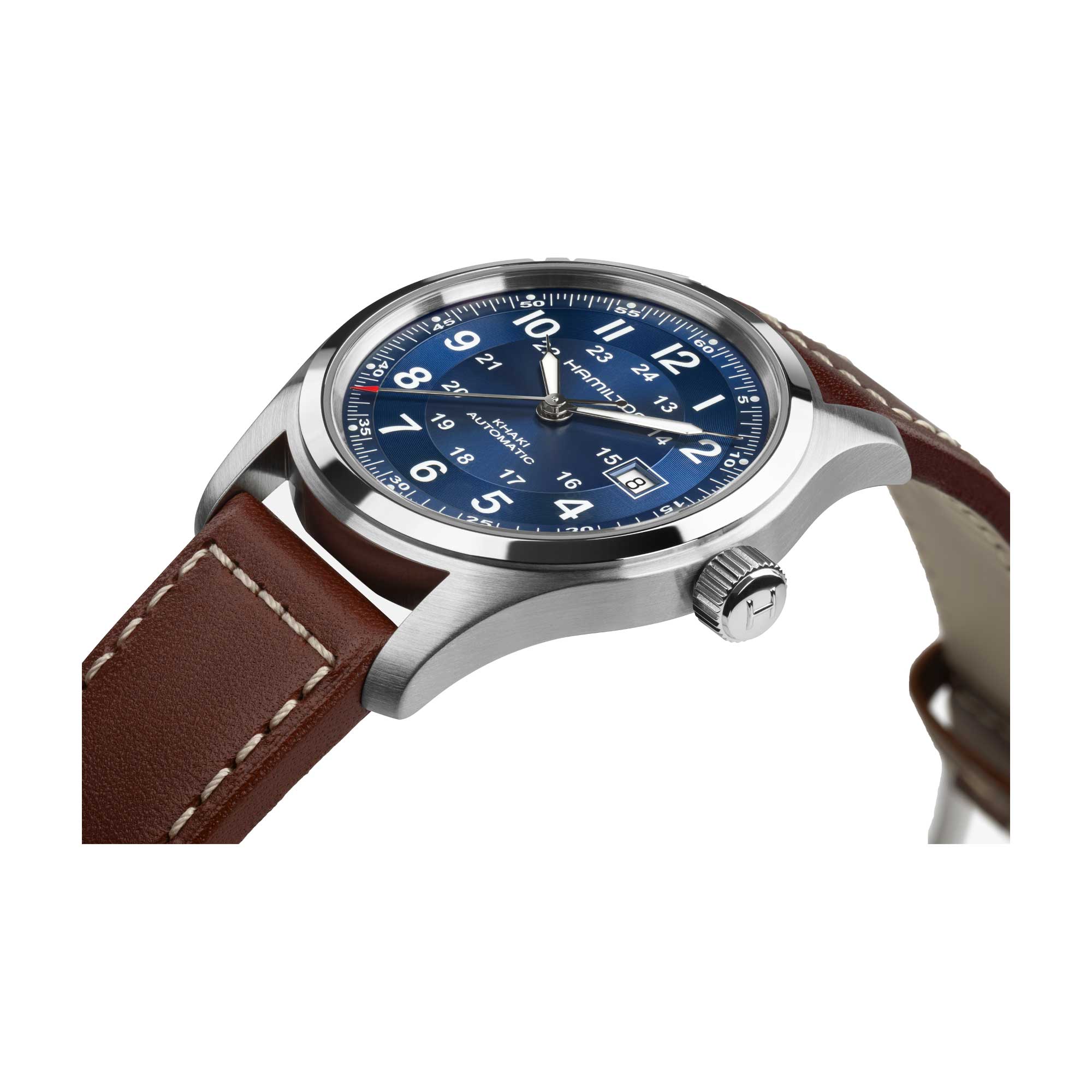 KHAKI FIELD AUTO 42 MM BLUE DIAL LEATHER STRAP - Image 2
