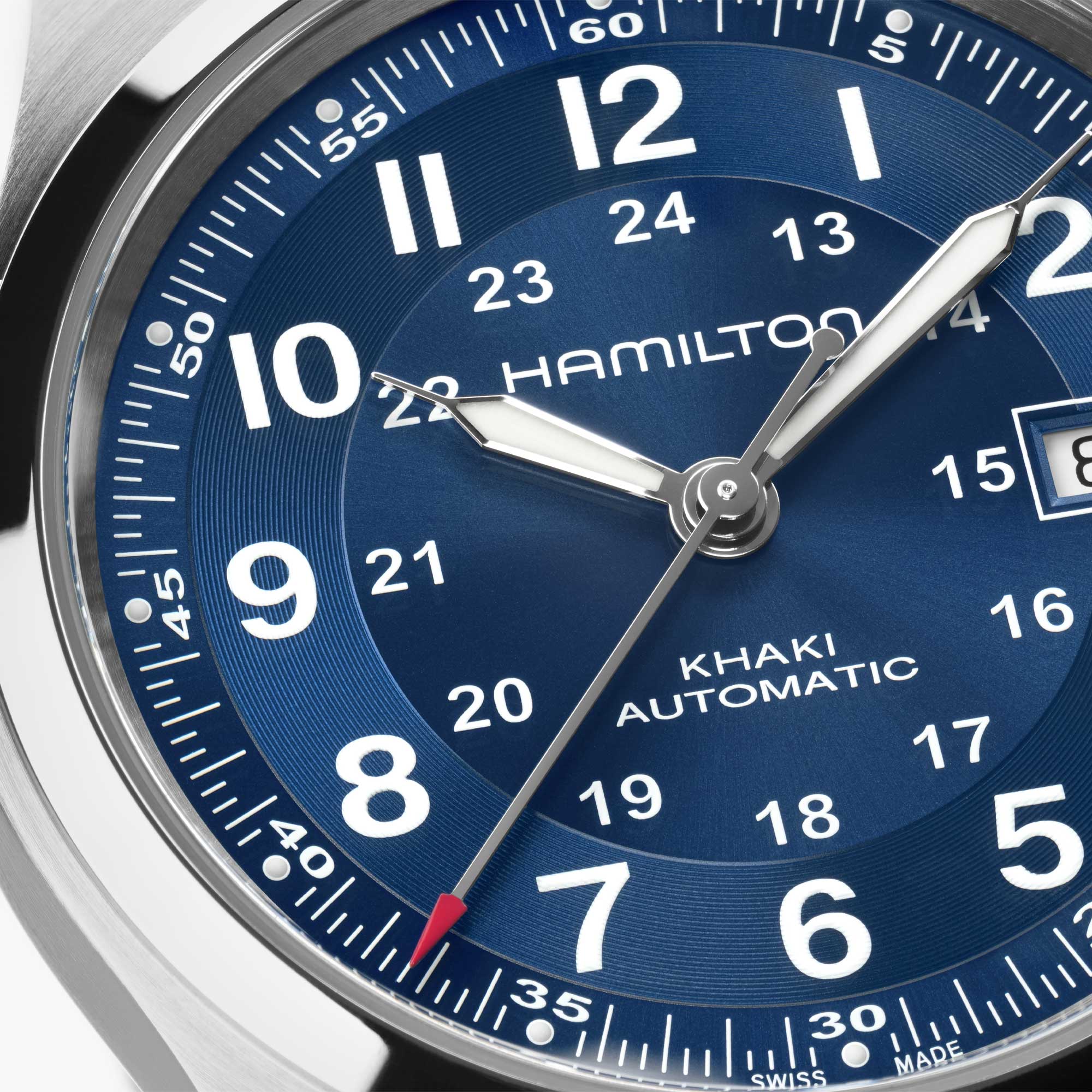 KHAKI FIELD AUTO 42 MM BLUE DIAL LEATHER STRAP - Image 3