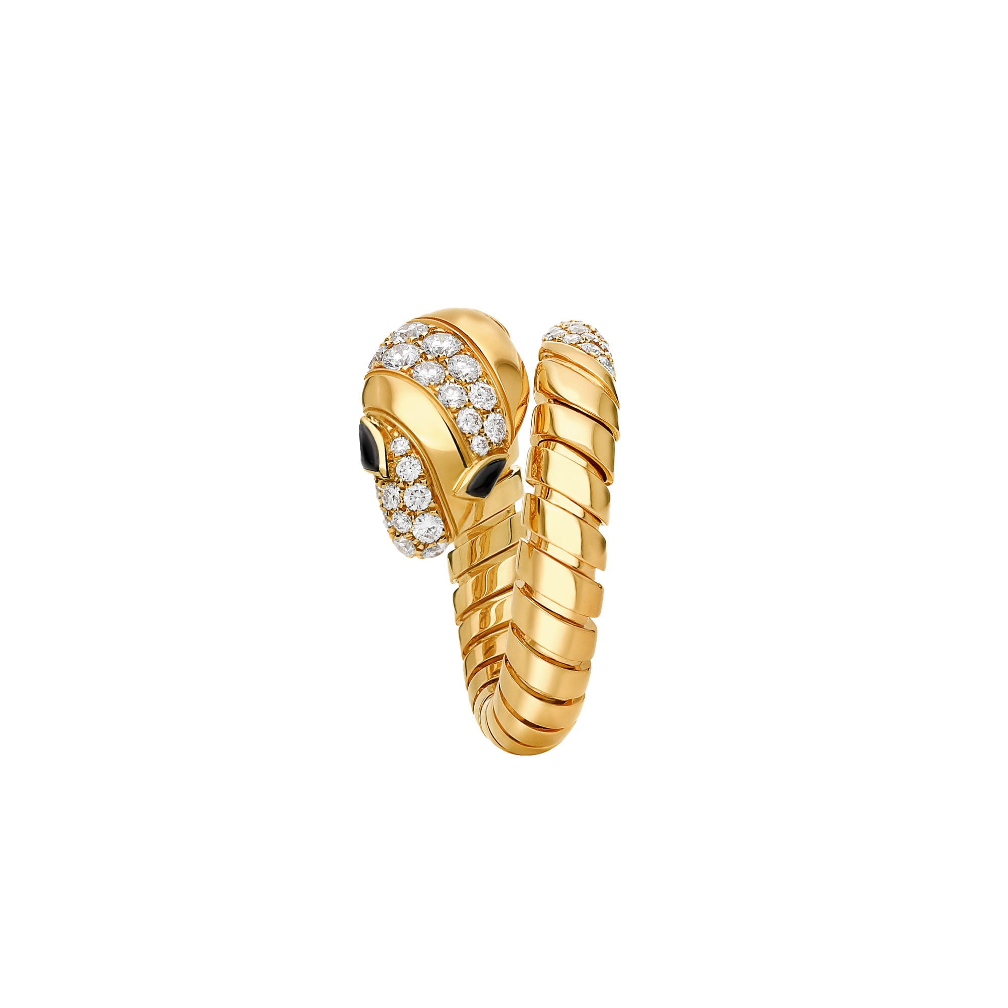 Serpenti Tubogas Ring demi pavé diamonds head and the tail and black onyx eyes - Image 2