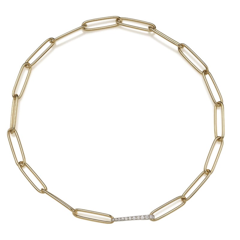 Catena Chantecler maglie ovali oro giallo chiusura diamanti