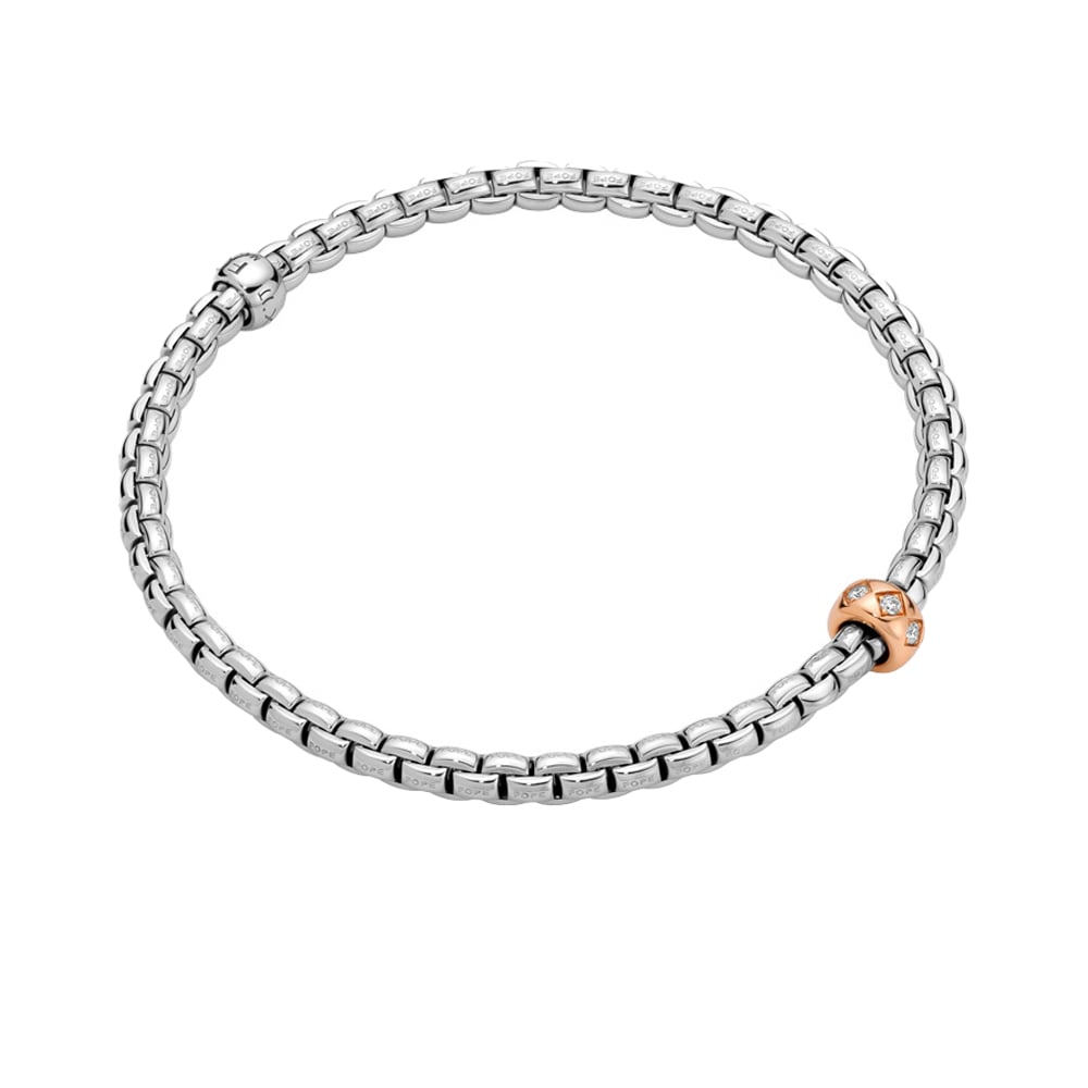 Bracciale Flex’it Eka oro bianco rondella oro rosa diamanti rombo