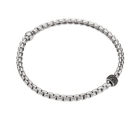 BRACCIALE EKA FLEX’IT ORO BIANCO PAVÈ DIAMANTI NERI