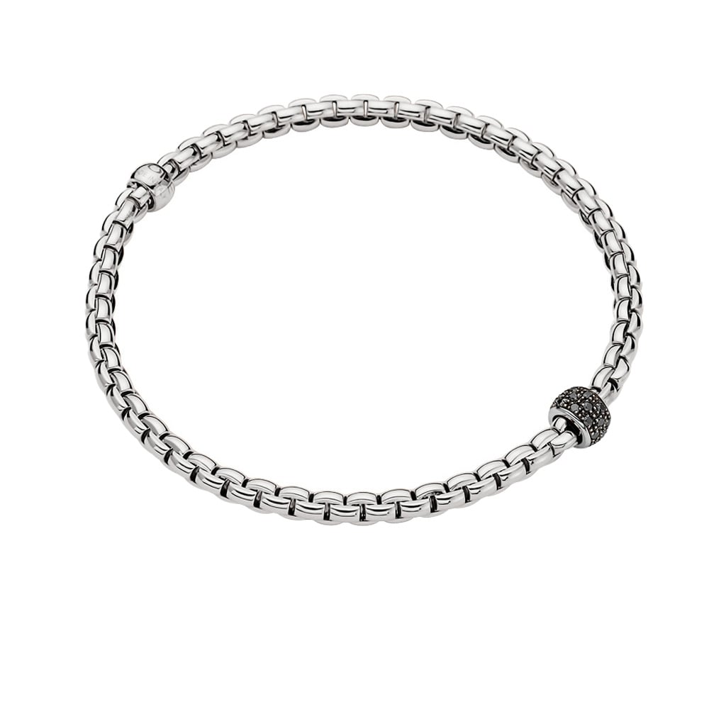 BRACCIALE EKA FLEX’IT ORO BIANCO PAVÈ DIAMANTI NERI