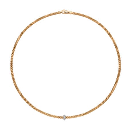 COLLANA PRIMA ORO ROSA RONDELLA DIAMANTI