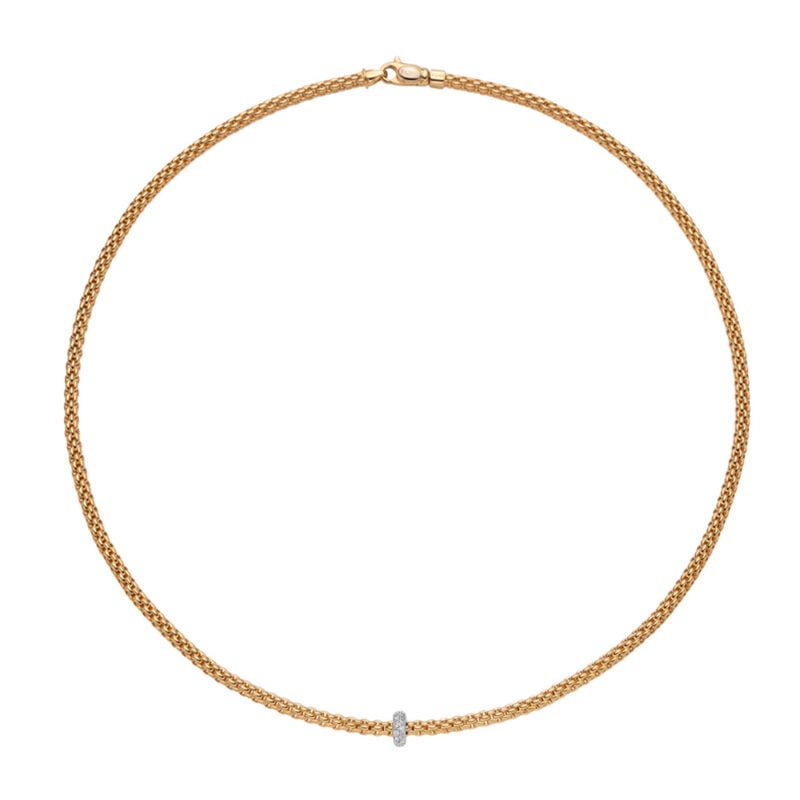 COLLANA PRIMA ORO ROSA RONDELLA DIAMANTI