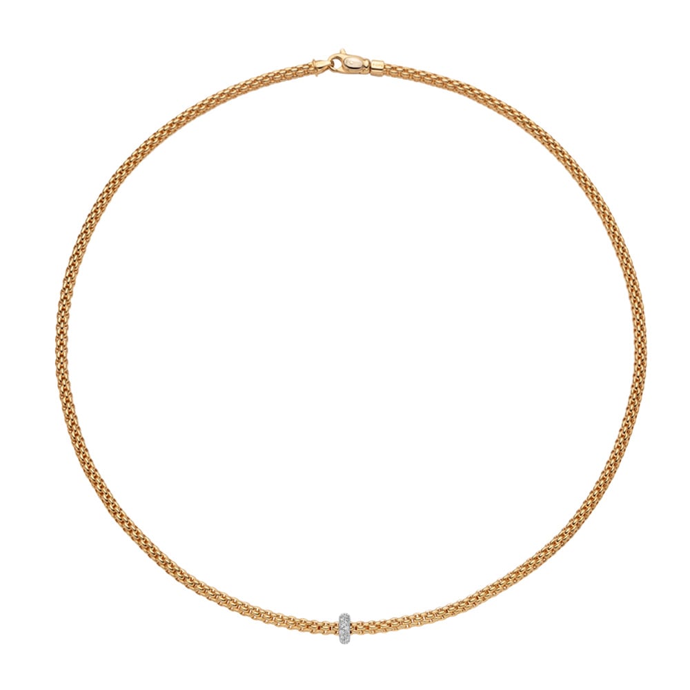 COLLANA PRIMA ORO ROSA RONDELLA DIAMANTI