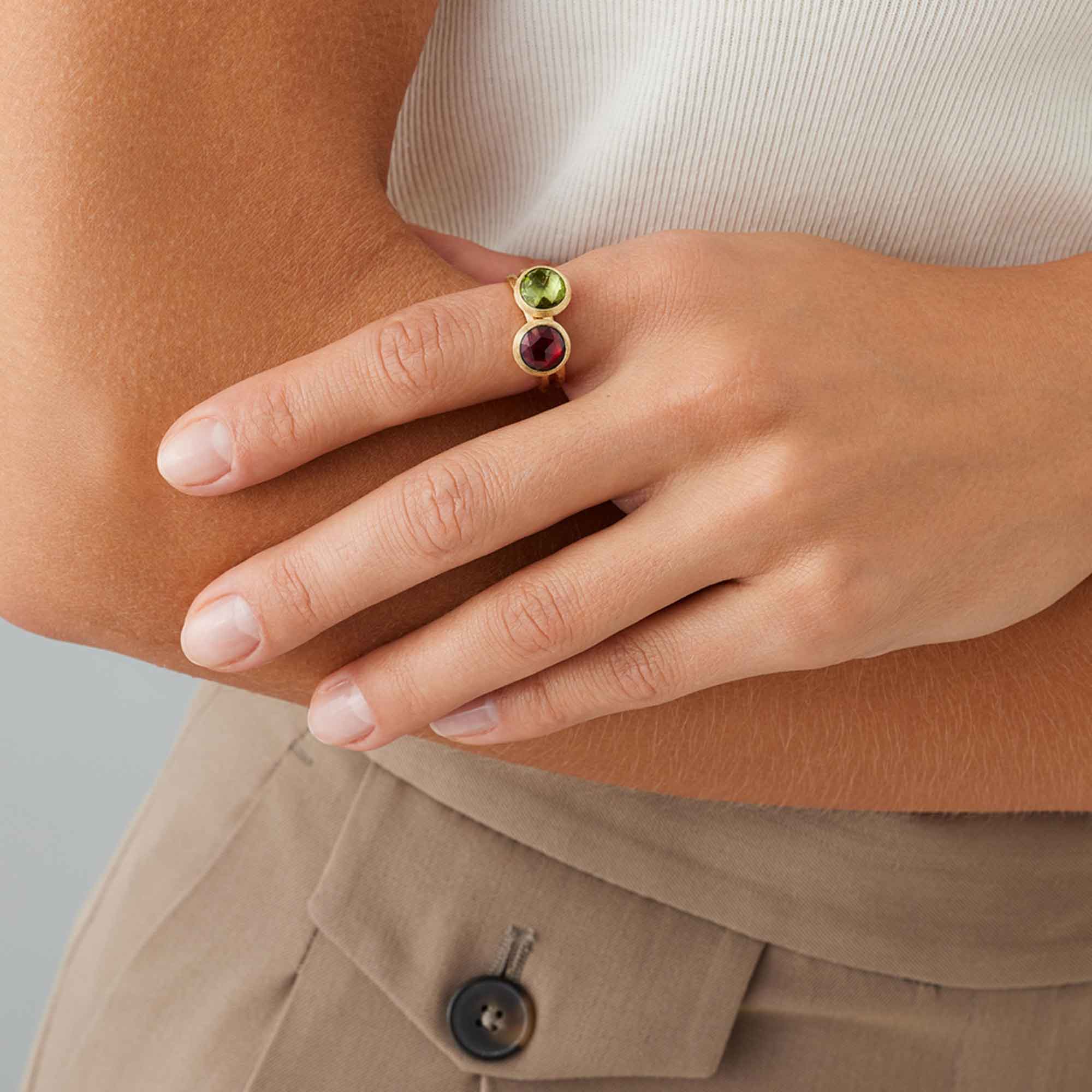 Anello Jaipur Colour oro giallo e tormalina rosa - immagine 2