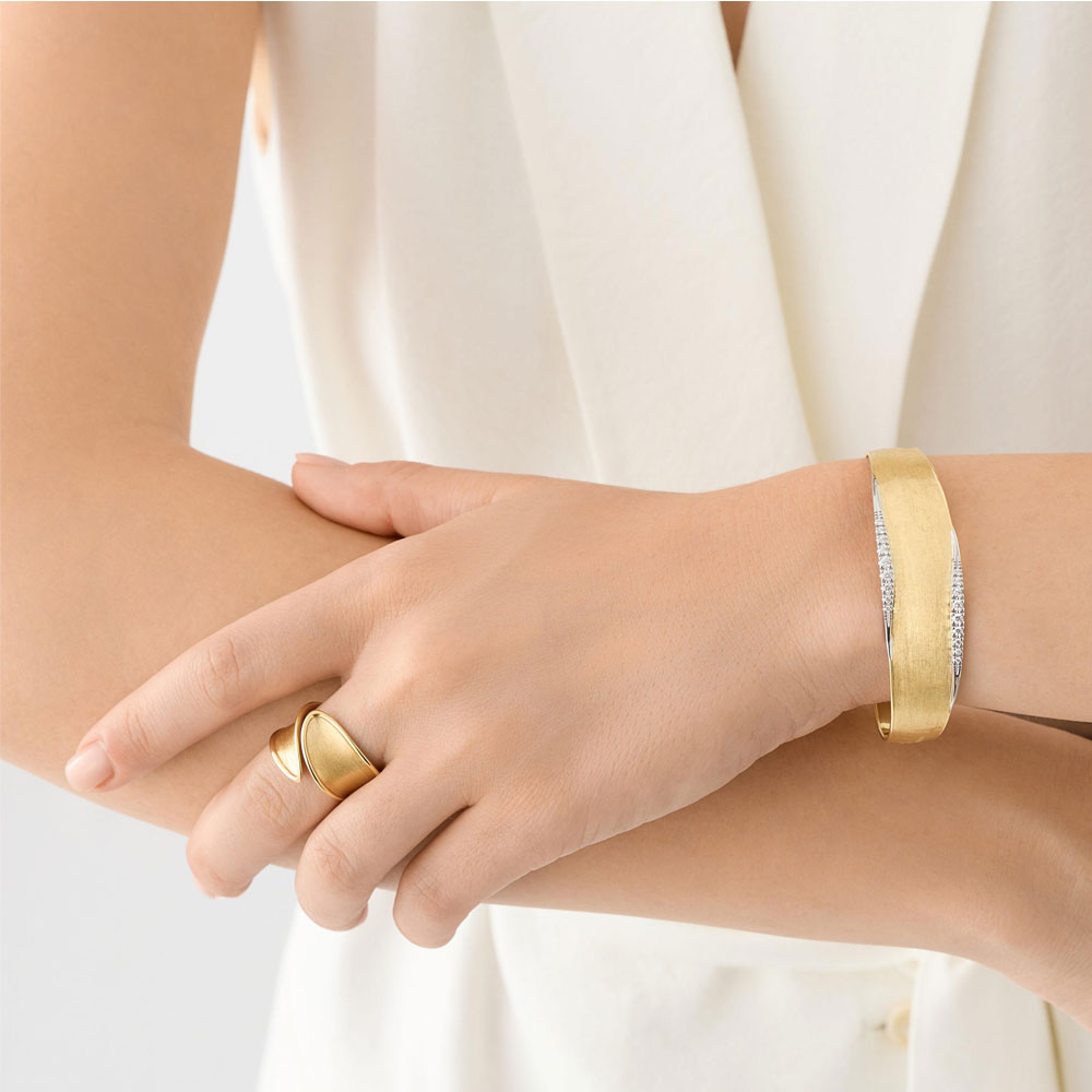 Yellow gold band Large Lunaria ring - Image 2