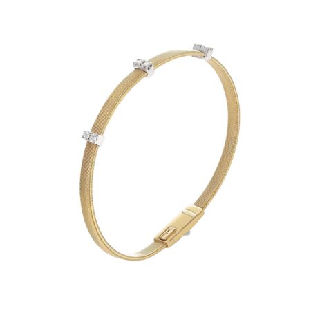 Bracciale semi-rigido 3 pavé di diamanti e oro giallo