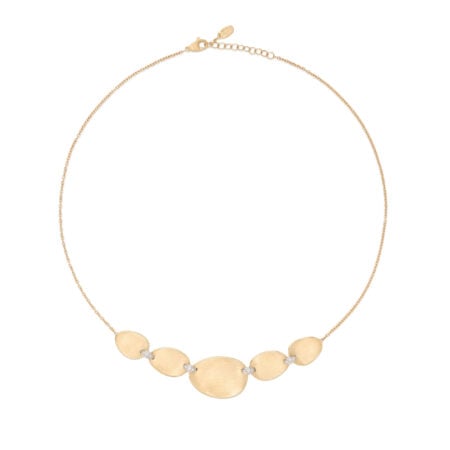 Collana foglie d’oro giallo e dettagli pavé di diamanti