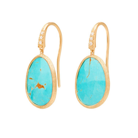 Orecchini Lunaria pendenti turchese e amo diamanti