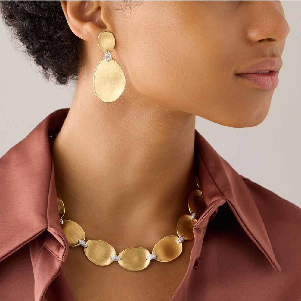 Orecchini chandelier oro giallo Grande dettagli pavé diamanti - immagine 2