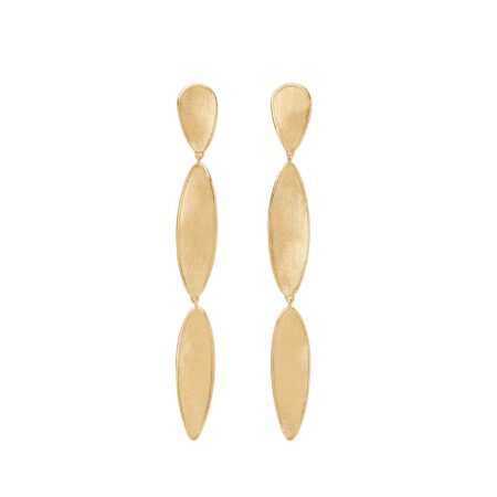 Orecchini Lunaria tripli con foglie ritorte in oro giallo